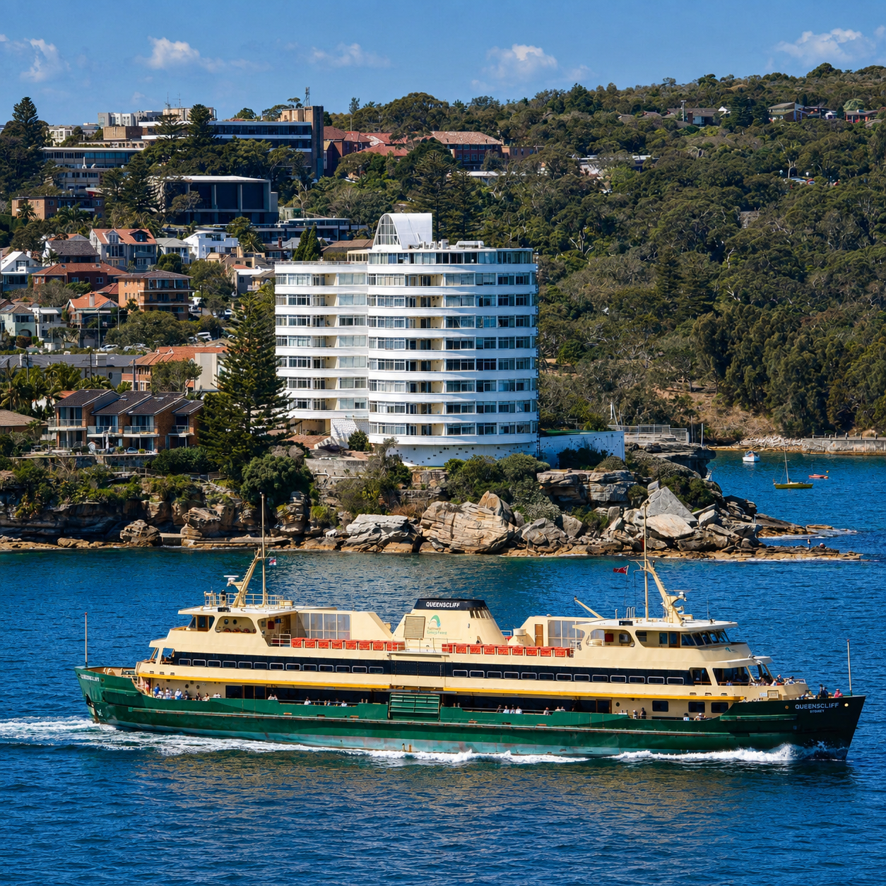 Ferry departing Manly Cove for Circular Quay in Sydney